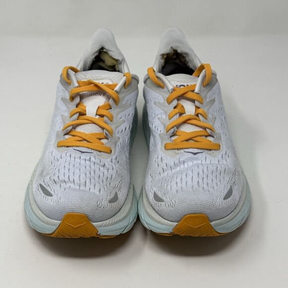 Hoka One One Clifton 8 Womens 8 W Wide White Blue Running Shoes Sneakers - Picture 5 of 16